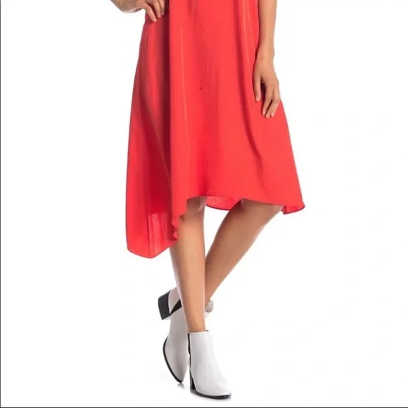 Rag & Bone Red Zoe V-Neck Flowy Dress with Black Straps - Picture 5 of 9